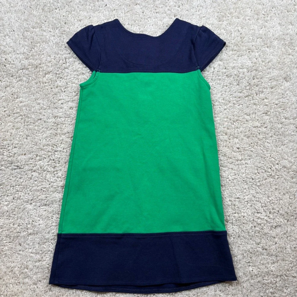 Gymboree Girls Navy Blue Green Color Block Button‎ Pocket Dress Size 7